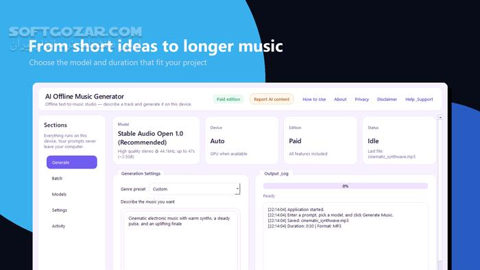دانلود AI Offline Music Generator 2.1.4 (ساخت موسیقی با هوش مصنوعی) با لینک مستقیم و کرک معتبر