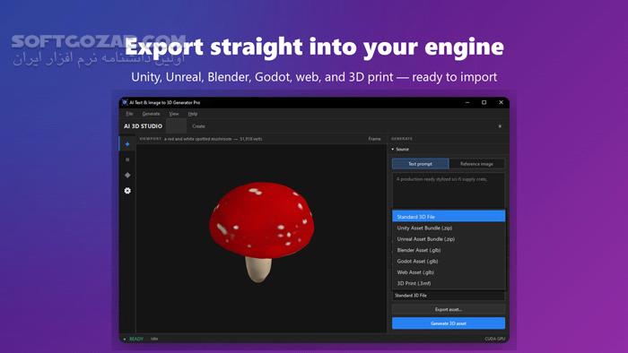 دانلود AI Text & Image to 3D Generator Pro 3.0.2 (تبدیل توضیحات متنی و تصاویر دوبعدی به مدل‌های سه‌بعدی) با لینک مستقیم و کرک معتبر