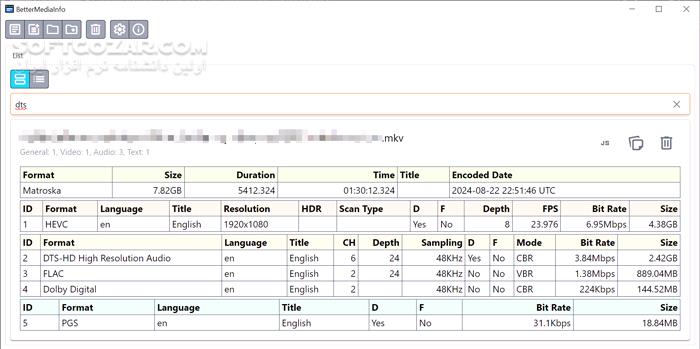 دانلود BetterMediaInfo 0.6.0 - دانلود ارائهٔ اطلاعات فنی فایل‌های صوتی و ویدئویی - سافت گذر