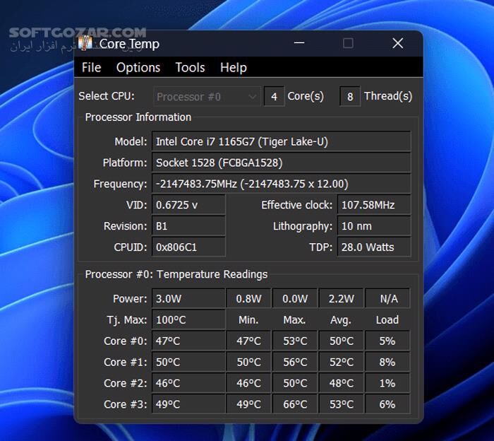دانلود Core Temp 1.19.5.69 (نمایش دمای سی پی یو) با لینک مستقیم و کرک معتبر