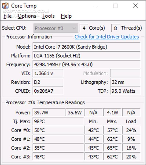 دانلود Core Temp 1.19.5.69 (نمایش دمای سی پی یو) با لینک مستقیم و کرک معتبر
