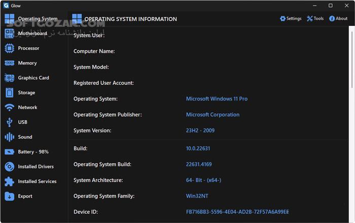 دانلود Glow 1.62 - دانلود نمایش اطلاعات سیستم - سافت گذر
