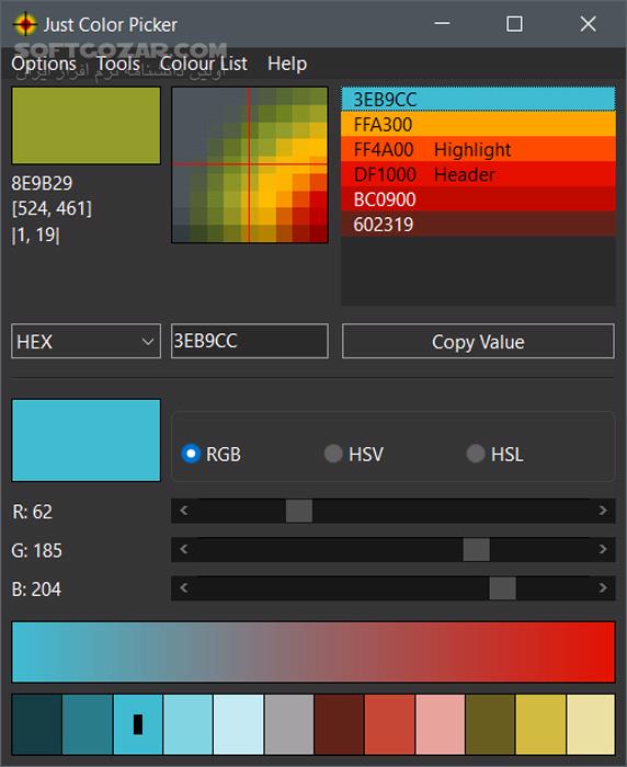 دانلود Just Color Picker 6.1 (x64) - دانلود تشخیص رنگ - سافت گذر