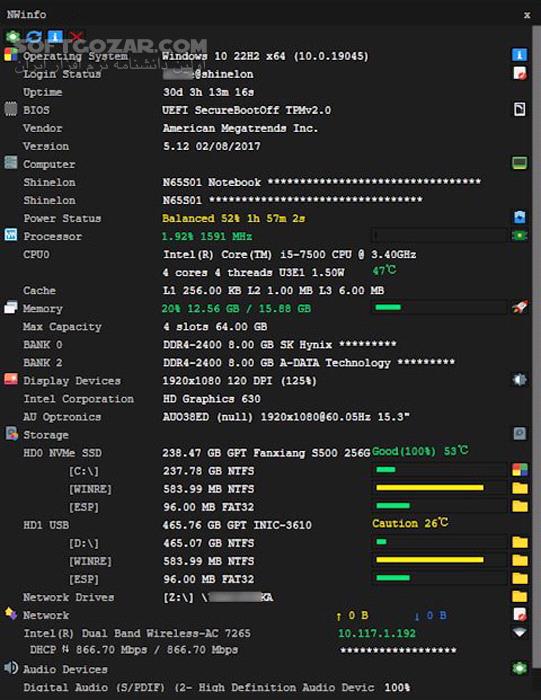 دانلود NWinfo 1.0.5 - دانلود نمایش مشخصات سیستم - سافت گذر