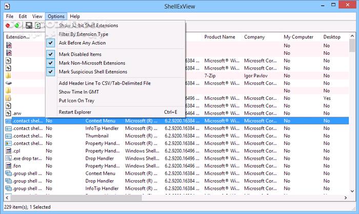 دانلود ShellExView 2.01 - دانلود مدیریت افزونه‌های پوسته ویندوز - سافت گذر