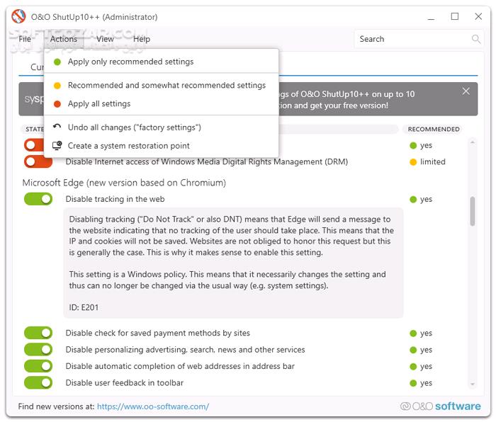 دانلود O&O ShutUp10++ 1.9.1444.426 - دانلود تنظیمات حریم خصوصی ویندوز 10 و 11 - سافت گذر