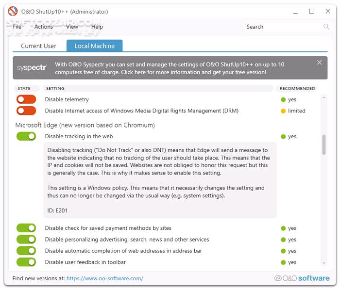 دانلود O&O ShutUp10++ 1.9.1444.426 - دانلود تنظیمات حریم خصوصی ویندوز 10 و 11 - سافت گذر
