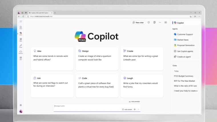 رونمایی مایکروسافت از Copilot Chat با قابلیت‌های پیشرفته و عوامل هوشمند